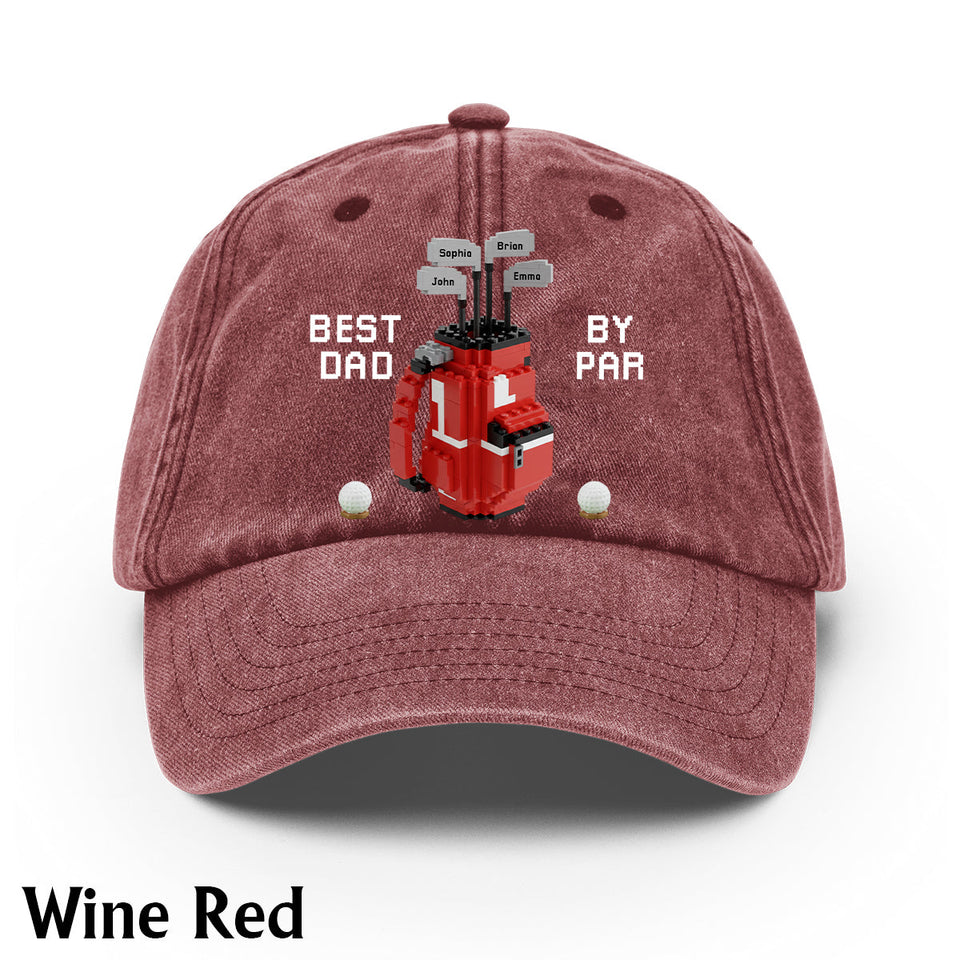 Best Dad By Par - Personalized Golf Washed Denim Cap