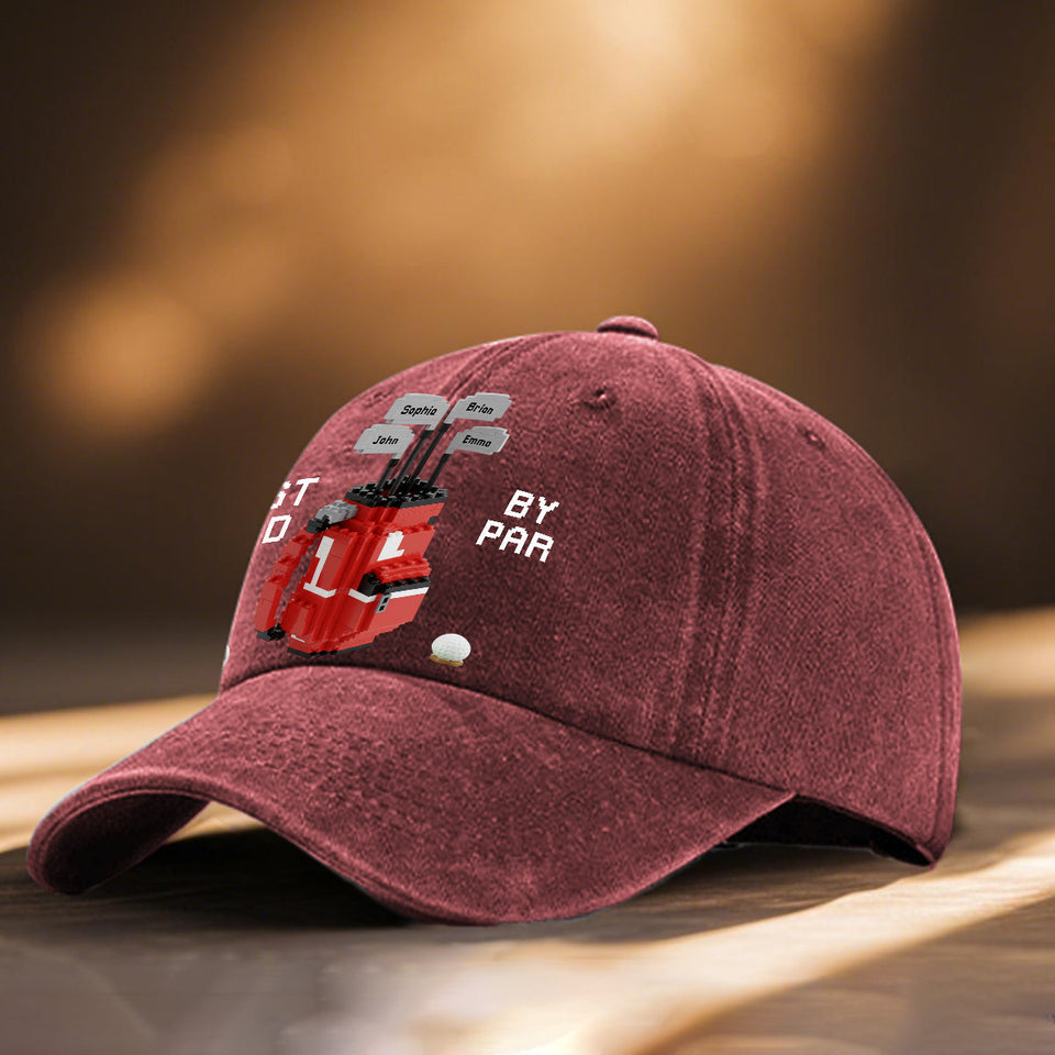 Best Dad By Par - Personalized Golf Washed Denim Cap