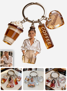 Custom Any Photo - Personalized Coffee Premium Keychain With Charms