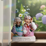 It Takes A Long Time To Grow An Old Friend - Personalized Bestie Custom Shape Acrylic Flower Vase