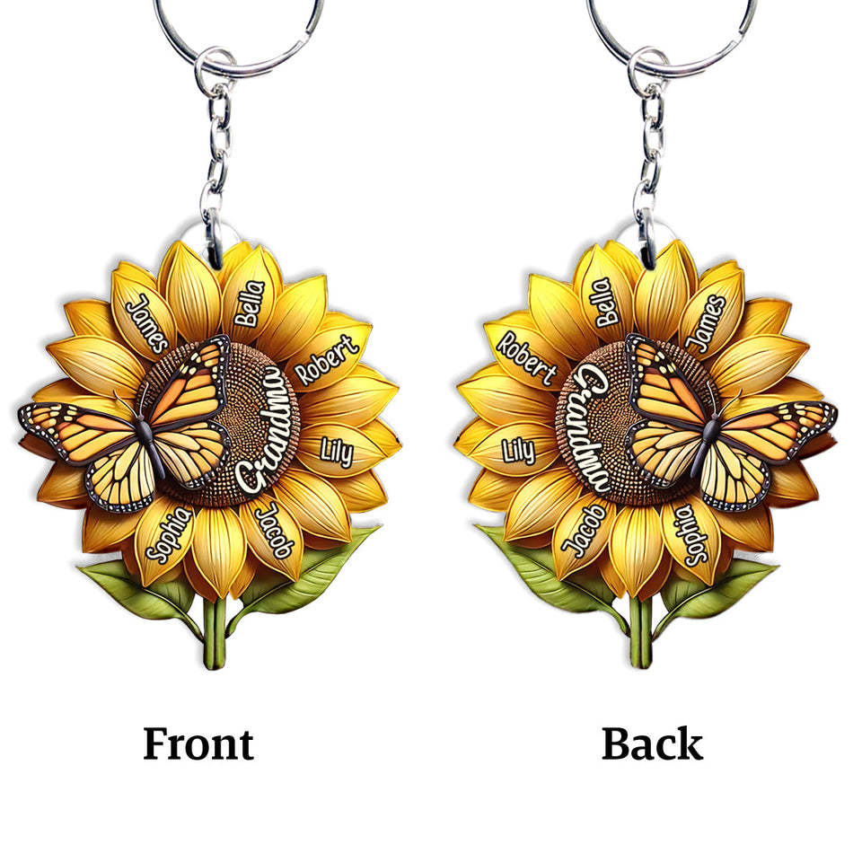 Sunflower Gift For Grandma Mom - Personalized Grandma Keychain