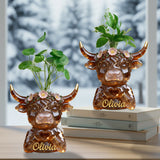 Heart Hands Highland Cow - Personalized Highland Cow Custom Shape Acrylic Flower Vase