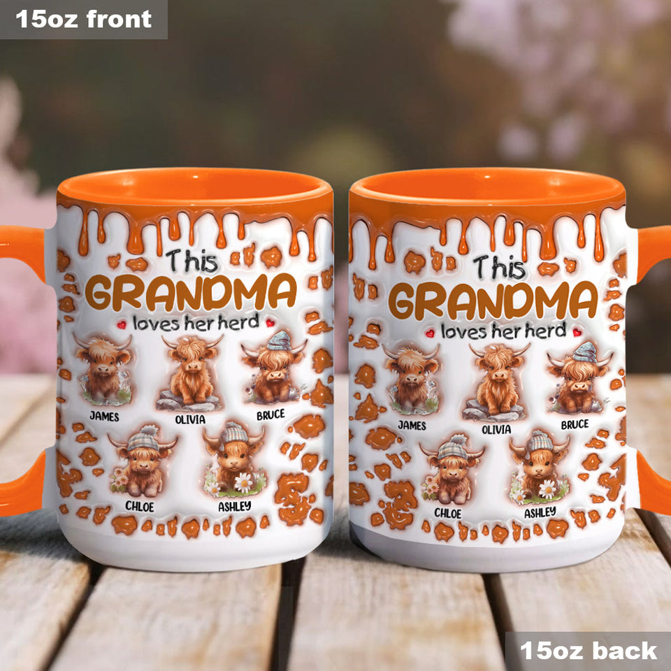 This Grandma Loves Her Herd - Personalized Grandma Accent Mug