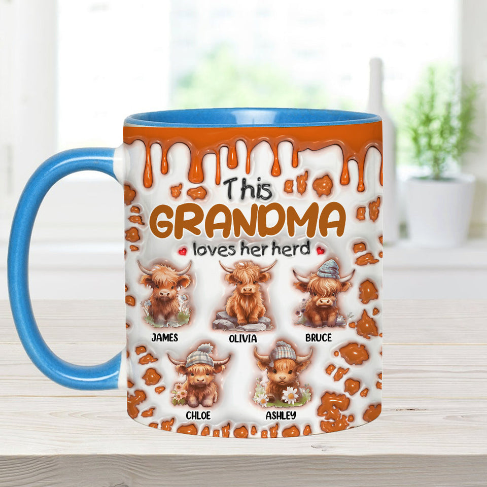 This Grandma Loves Her Herd - Personalized Grandma Accent Mug