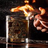 Initial Steampunk Style, Gift For Him - Personalized Mechanic Whiskey Glass