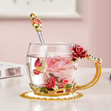 Floral Butterfly Glass Coffee Enamels Mug
