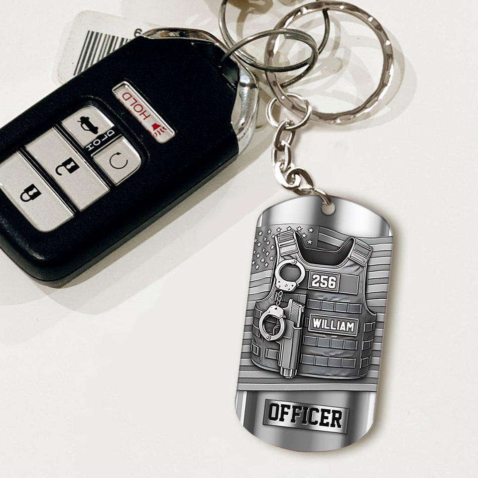 Serve And Protect - Personalized Police Officer Stainless Steel Keychain