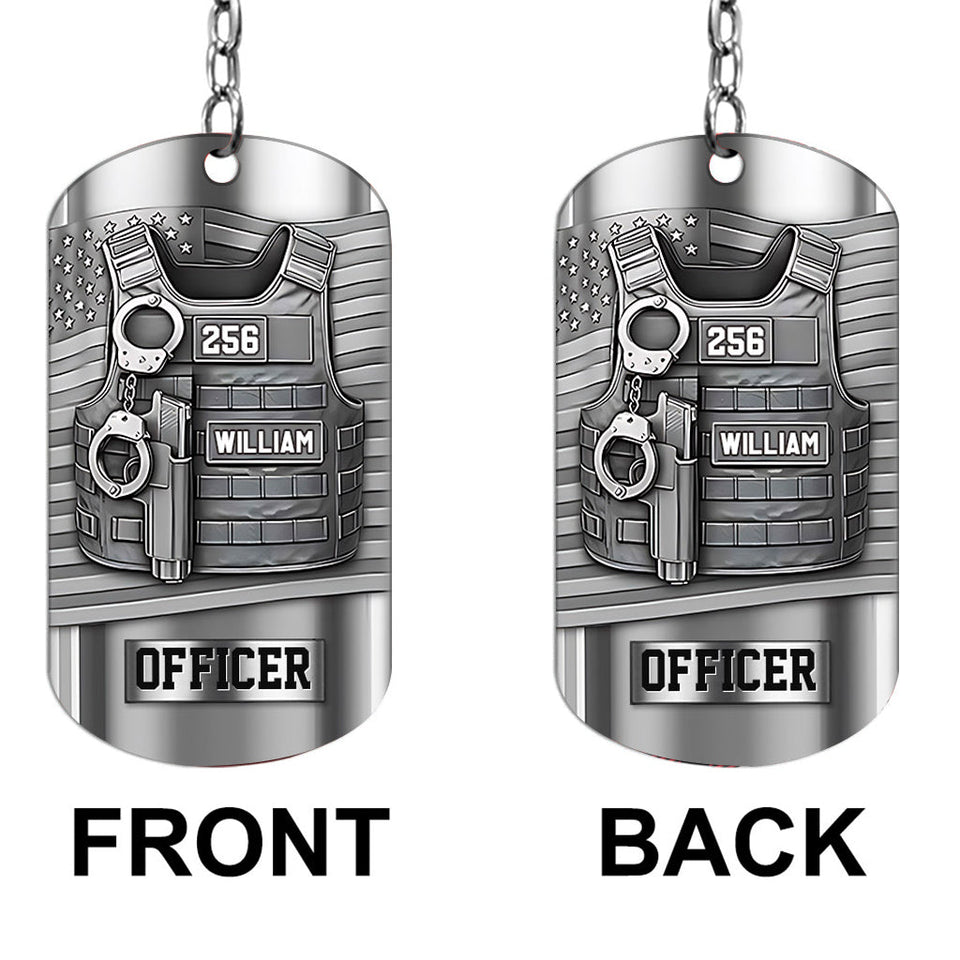 Serve And Protect - Personalized Police Officer Stainless Steel Keychain