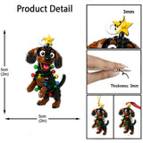 Cute Christmas Block Dog - Personalized Dog Custom Shaped Ornament