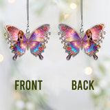 Self-love Gift, Butterfly Flower - Personalized Butterfly Car Ornament