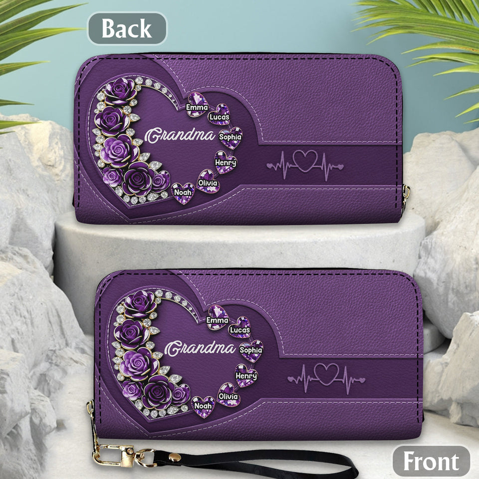 Best Mom Grandma Nana Ever - Personalized Mother Leather Long Wallet