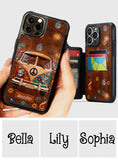 Floral Hippie Van - Personalized Hippie Fully Printed Wallet Phone Case
