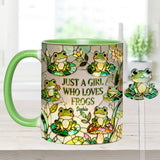 Just A Girl Who Loves Frogs - Personalized Frog Set Accent Mug with Acrylic Stirrers