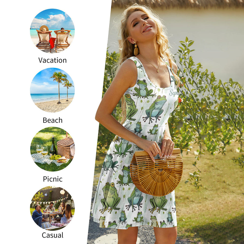 Love Frogs - Personalized Frog Sleeveless Dress
