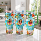 Any Photo Summer Vibes - Personalized Sea Lover Tumbler With Plush Charm