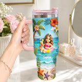 Any Photo Summer Vibes - Personalized Sea Lover Tumbler With Plush Charm