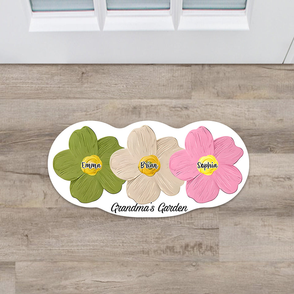 Grandma's / Mom's Garden - Personalized Grandma Shaped Doormat