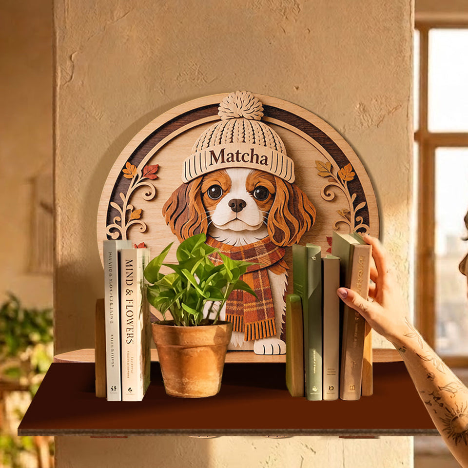 Hello Fall - Personalized Dog Wooden Floating Shelf
