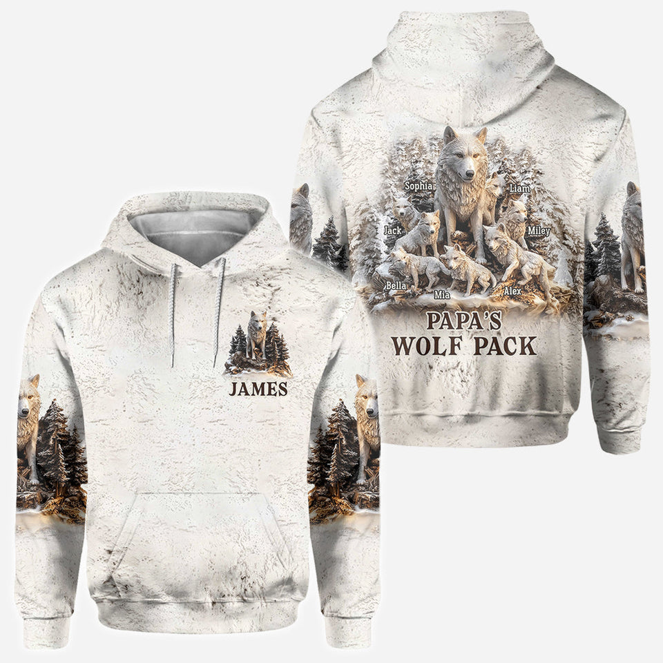 Papa Wolf Pack - Personalized Father All Over Shirt