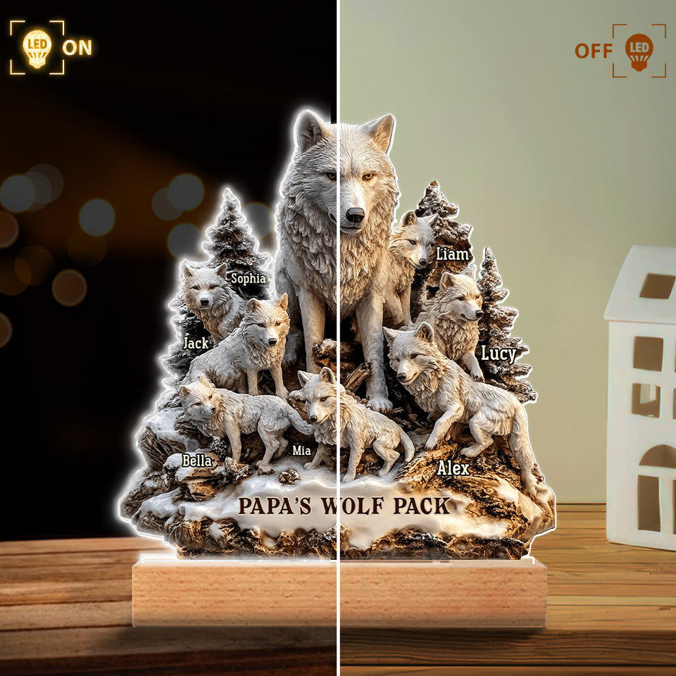 Papa's Wolf - Personalized Father Custom Shaped Acrylic Plaque