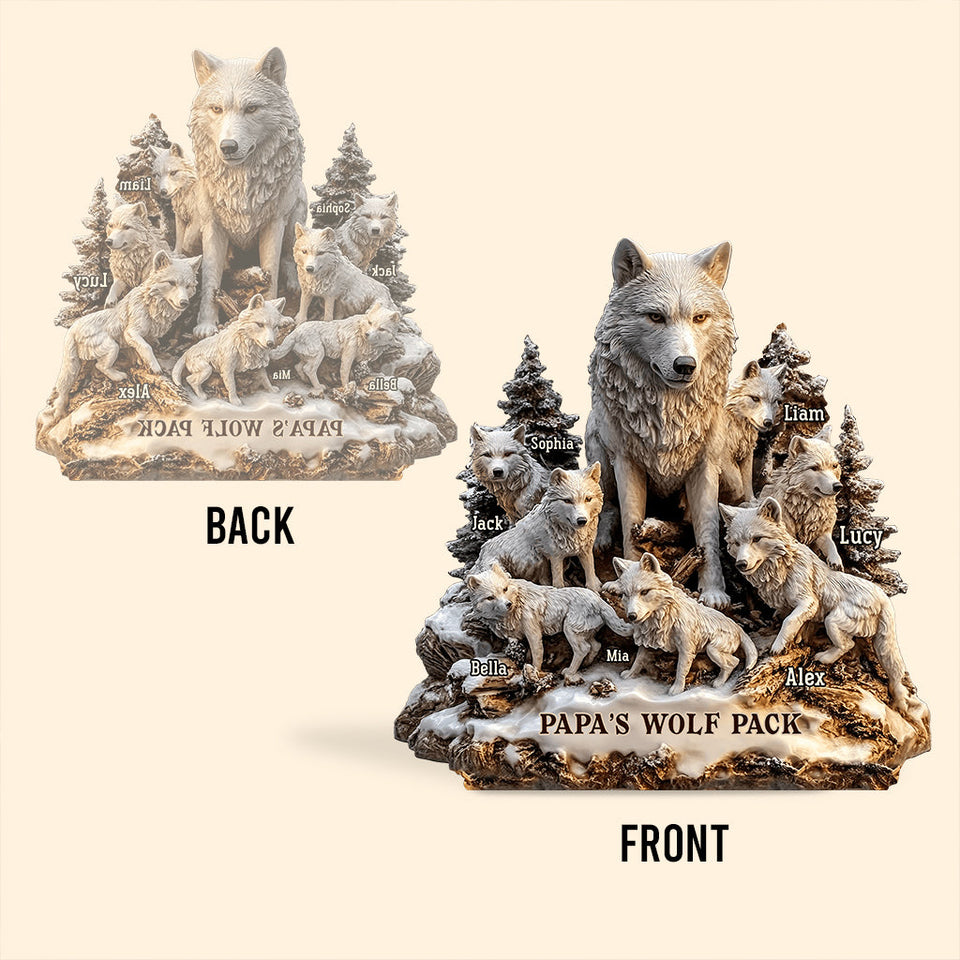 Papa's Wolf - Personalized Father Custom Shaped Acrylic Plaque