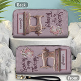Sewing is my Therapy - Personalized Sewing Leather Long Wallet