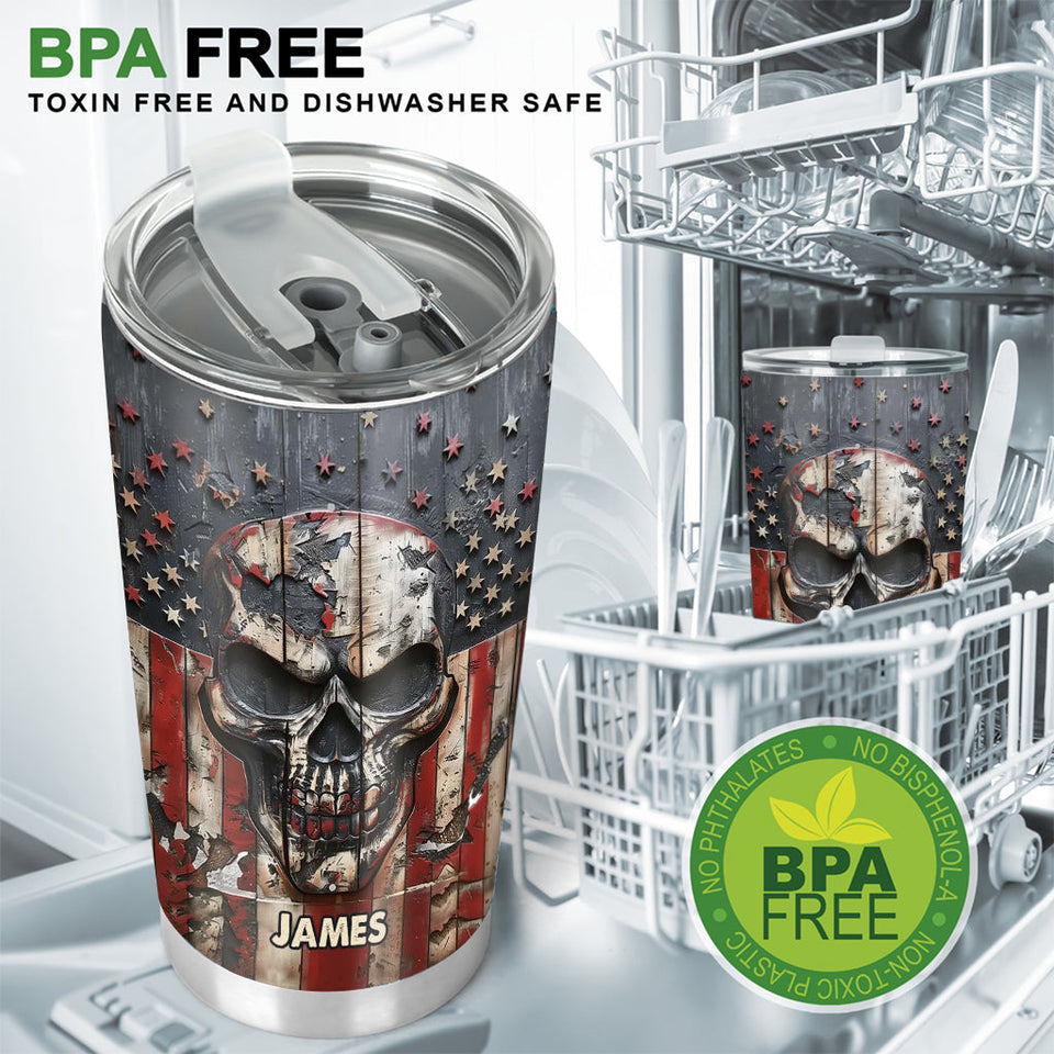 Patriotic Skull Lover - Personalized Skull Tumbler