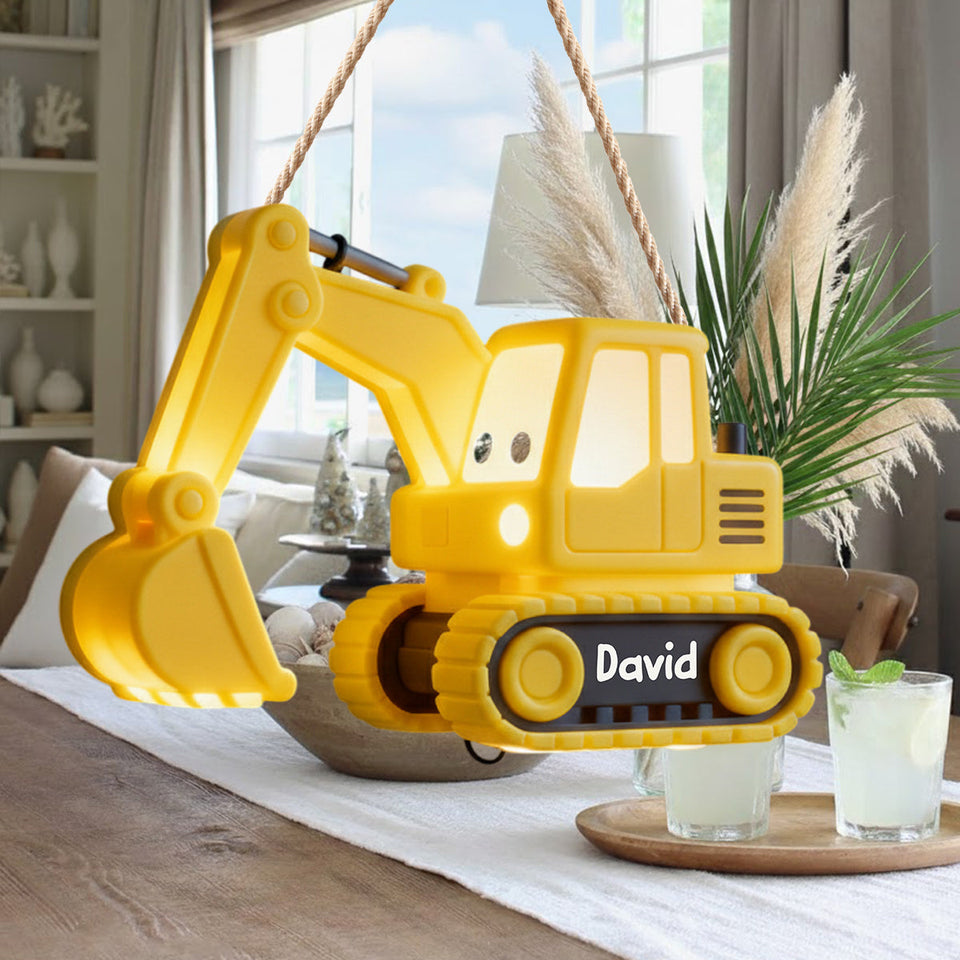 Excavator Night Light - Personalized Kid LED Light Acrylic Sign