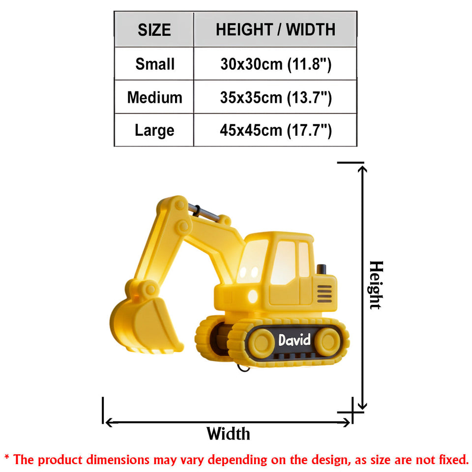 Excavator Night Light - Personalized Kid LED Light Acrylic Sign