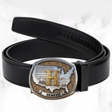 Custom Initial Buckle Belt, United State Map, Gift For Him - Personalized Patriot Leather Belt With Shaped Buckle