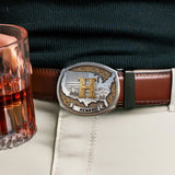 Custom Initial Buckle Belt, United State Map, Gift For Him - Personalized Patriot Leather Belt With Shaped Buckle