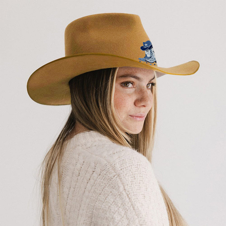 Cowgirl Boots - Personalized Cowgirl Wide Brim Cowboy Hat