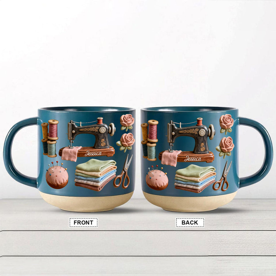 Love Sewing - Personalized Sewing Printed Pottery Mug