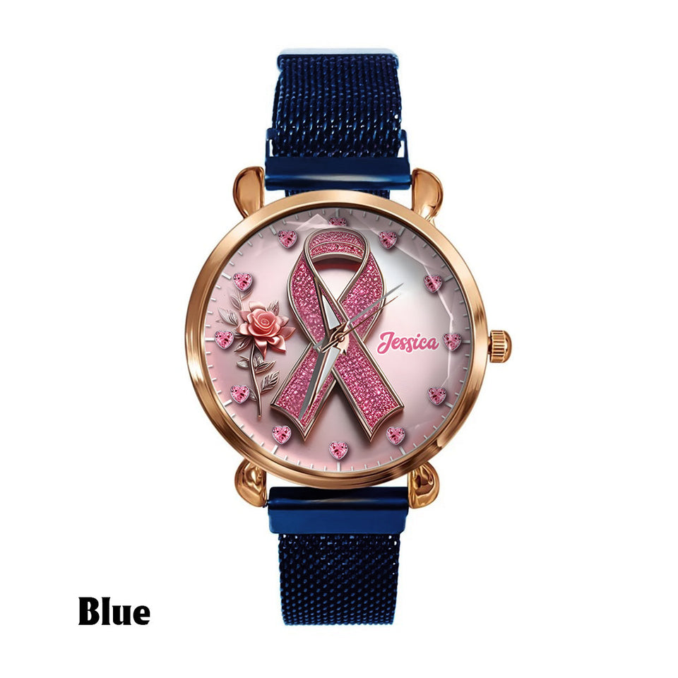 Faith Hope Love - Personalized Breast Cancer Awareness Women Hand Watch