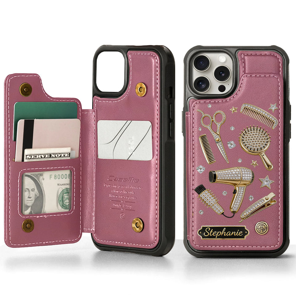Hairdresser Scissors Salon Decor - Personalized Hairdresser Wallet Phone Case