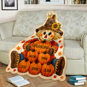Grandma, Nana's Little Pumpkins - Personalized Grandma Shaped Fleece Blanket