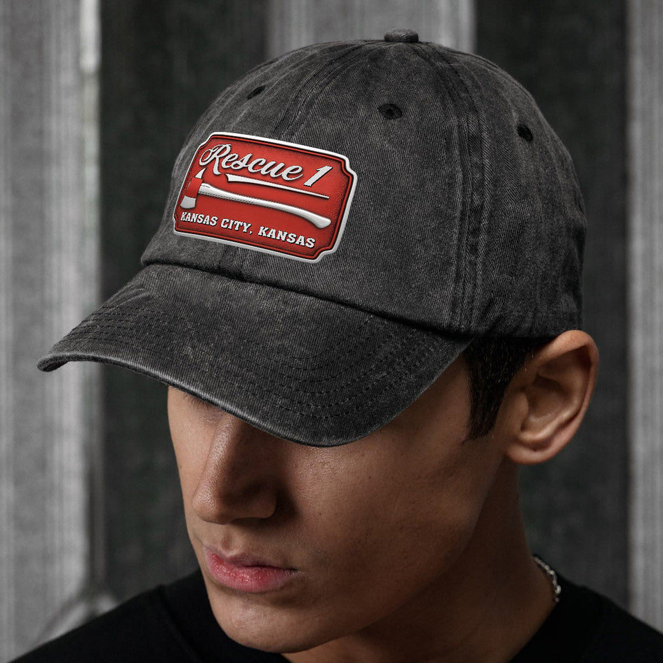 Due Fire Department Hat - Personalized Firefighter Washed Denim Cap