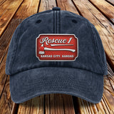 Due Fire Department Hat - Personalized Firefighter Washed Denim Cap