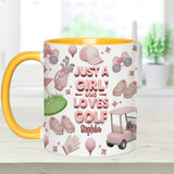Just A Girl Who Loves Golf - Personalized Golf Accent Mug