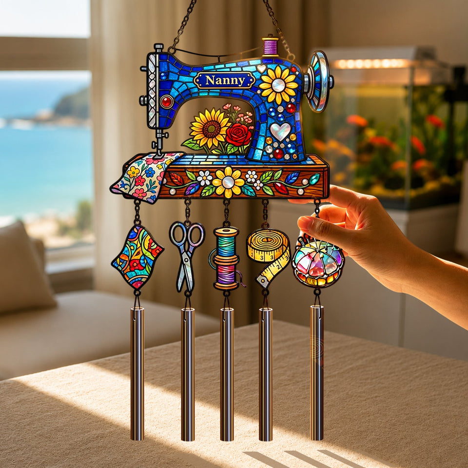 Sewing Is My Therapy - Personalized Sewing Wind Chime With Charm