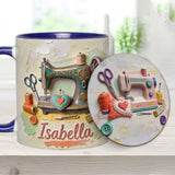 Just a Girl Who Loves Sewing - Personalized Sewing Accent Mug & Coaster