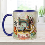 Just a Girl Who Loves Sewing - Personalized Sewing Accent Mug & Coaster