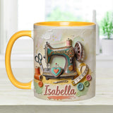 Just a Girl Who Loves Sewing - Personalized Sewing Accent Mug & Coaster
