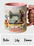 Just a Girl Who Loves Sewing - Personalized Sewing Accent Mug & Coaster