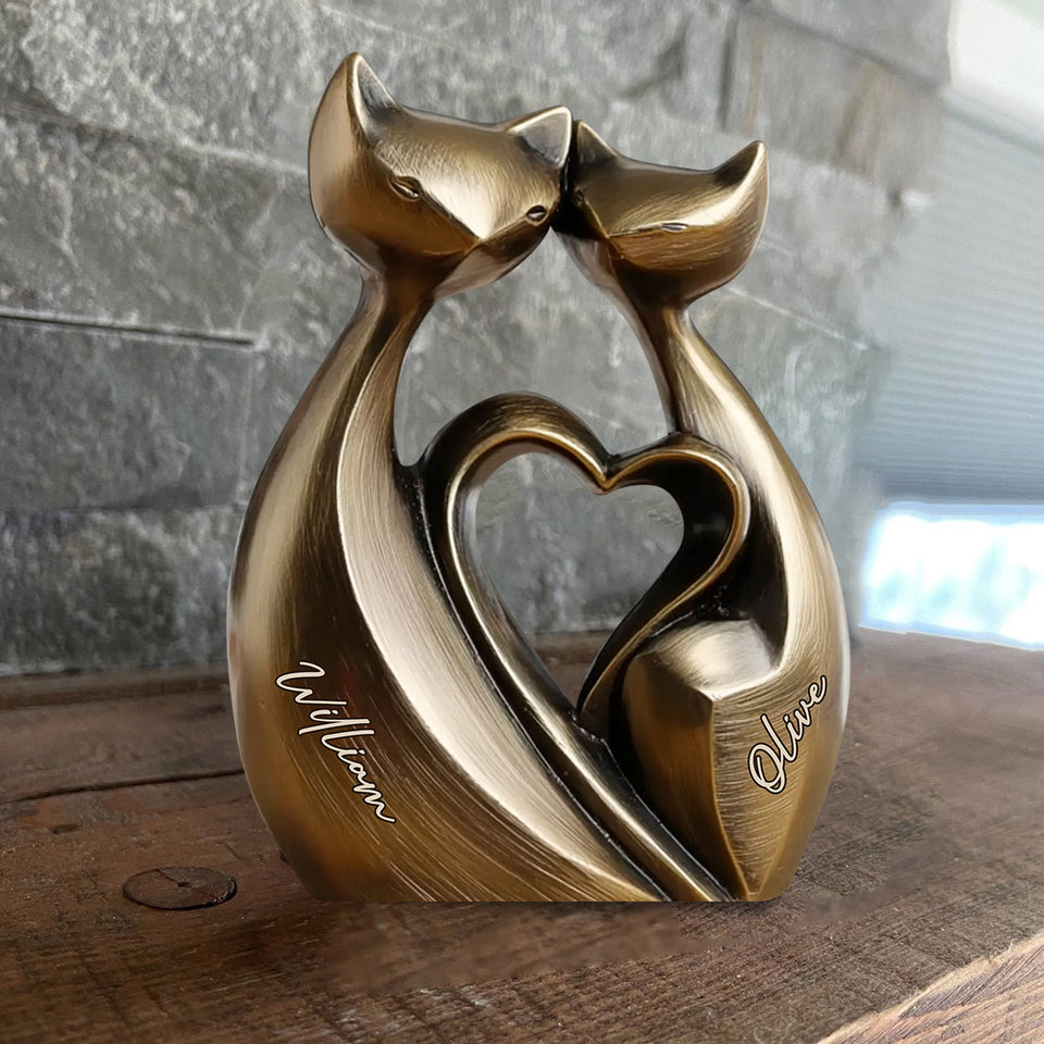 Anniversary Gifts Couple Cat - Personalized Couple Custom Shaped Wood Plaque