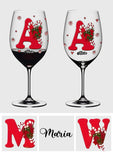 Merry Christmas - Personalized Family Wine Glass With Long Stem