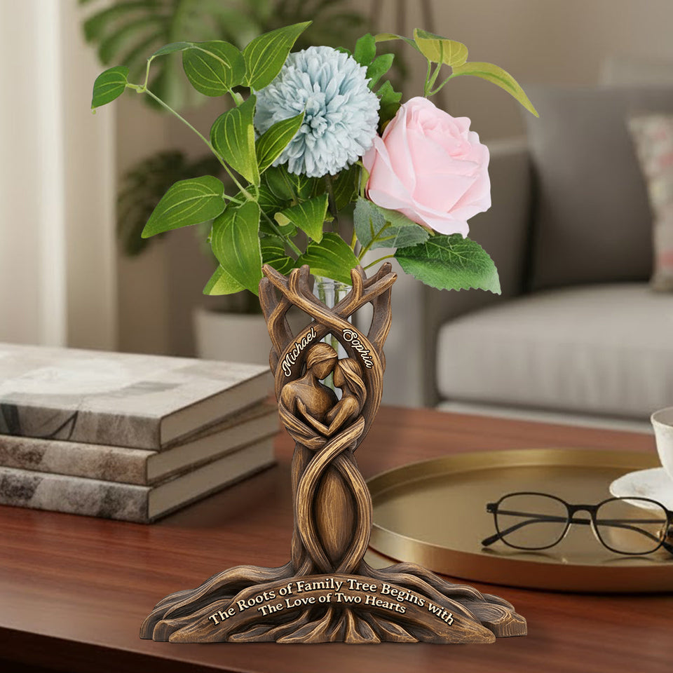 Perfect Gift For Couple - Personalized Couple Custom Shape Acrylic Flower Vase