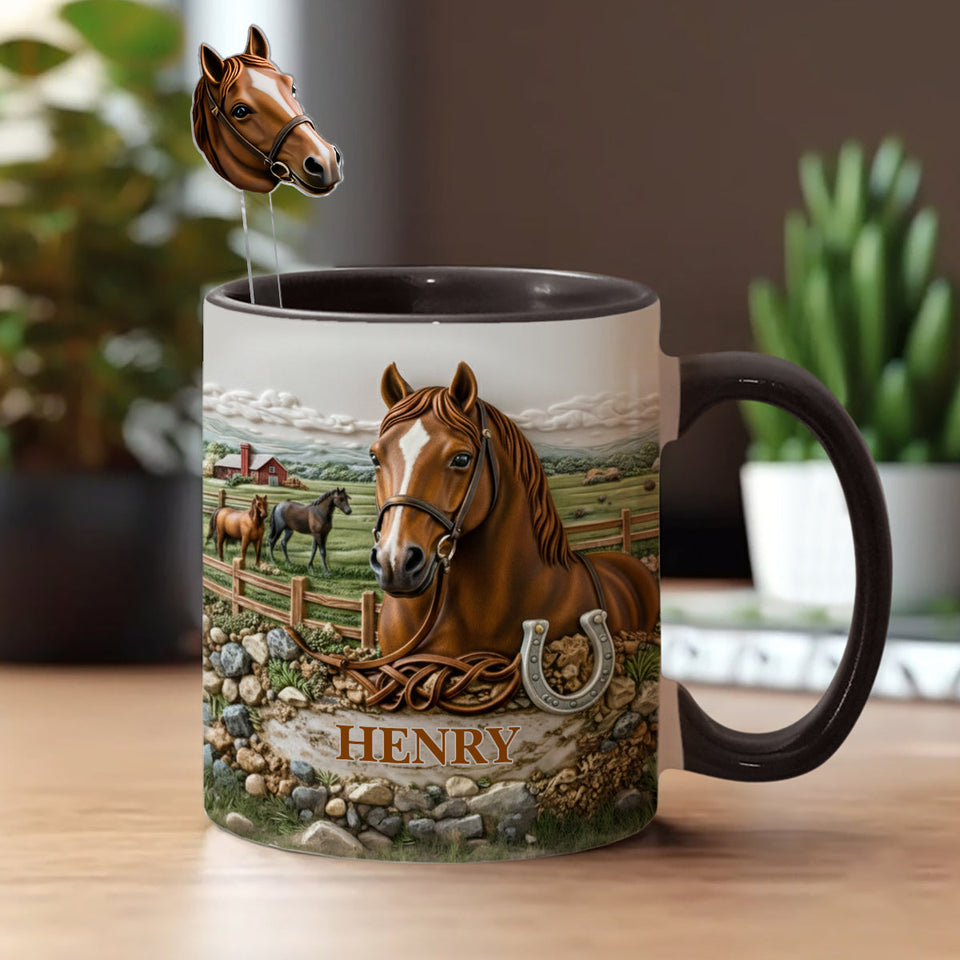 Horse Lover Gift - Personalized Horse Set Accent Mug with Acrylic Stirres