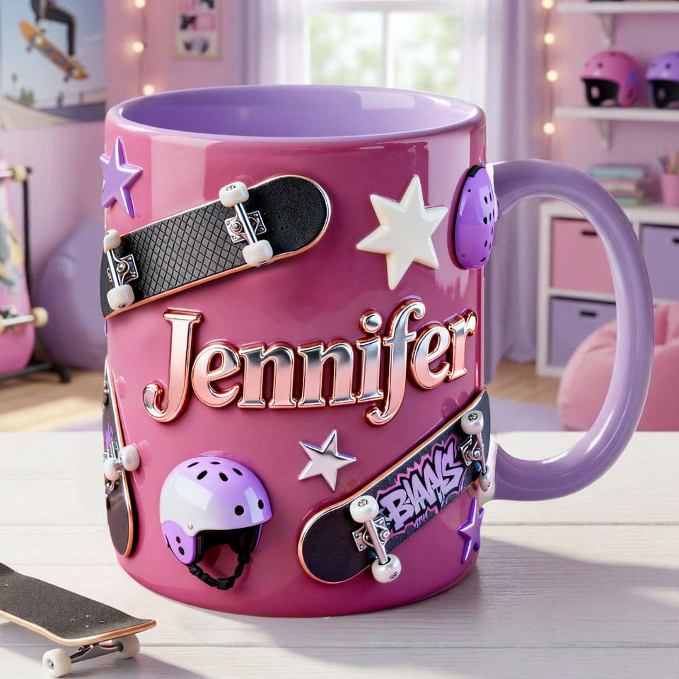 Love Skateboarding - Personalized Skateboarding Accent Mug & Coaster