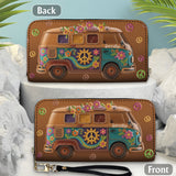 Floral Hippie Van - Personalized Hippie Leather Long Wallet